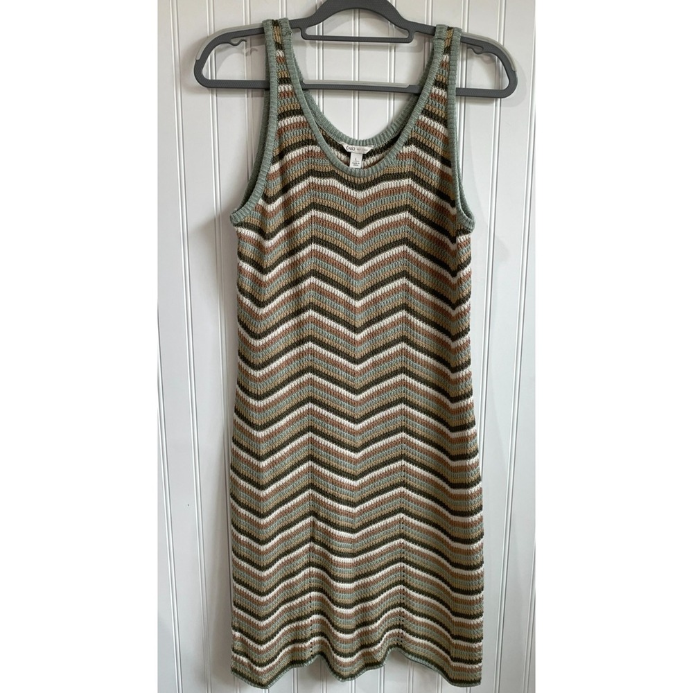 Cato Chevron Knit Midi Dress Large Sleeveless Boho Festival Granola Girl Hippie